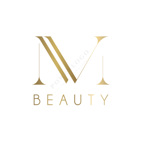 MV letters logo ontwerp goud