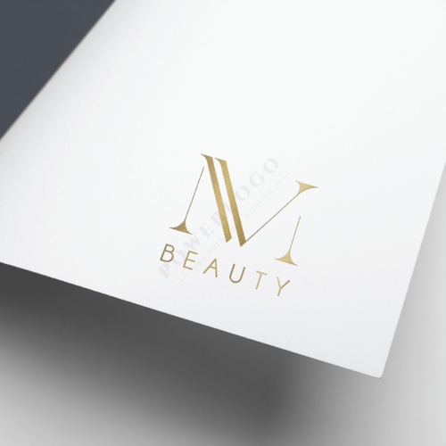 MV letters logo ontwerp goud